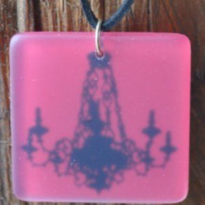 suede necklace red black chandelier acrylic pendant (512)